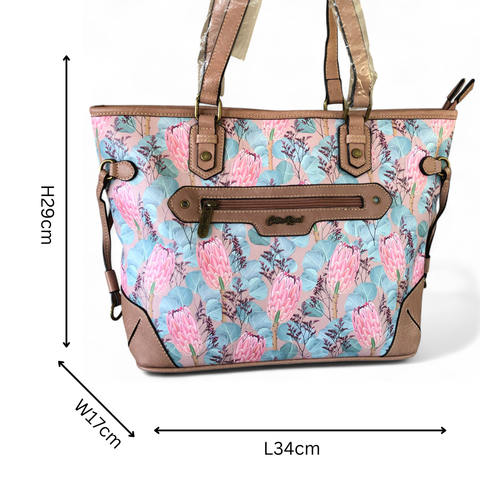Cotton Road PINK PU LEATHER Handbag with PROTEAS