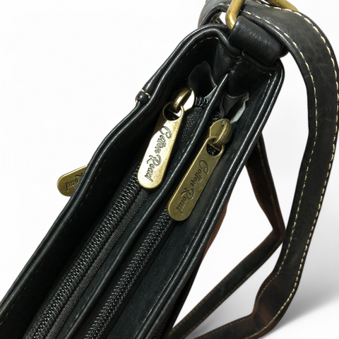 BLACK Cotton Road PU Leather Sling Bag with WINDMILL