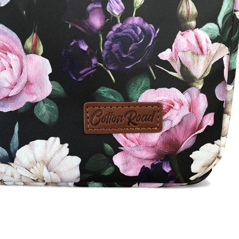 BLACK FLORAL Cotton Road PVC Laptop Bag / Carry Sleeve with Padded Inner