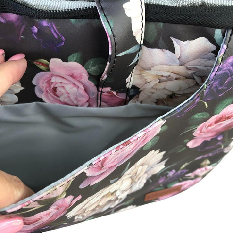 BLACK FLORAL Cotton Road PVC Laptop Bag / Carry Sleeve with Padded Inner