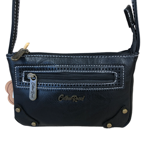 BLACK Mini PU LEATHER Cotton Road Sling Bag