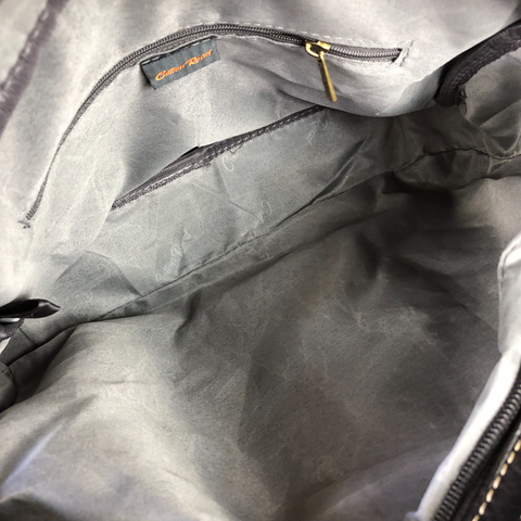 BLACK PU Leather Cotton Road Handbag with WINDMILL detailing