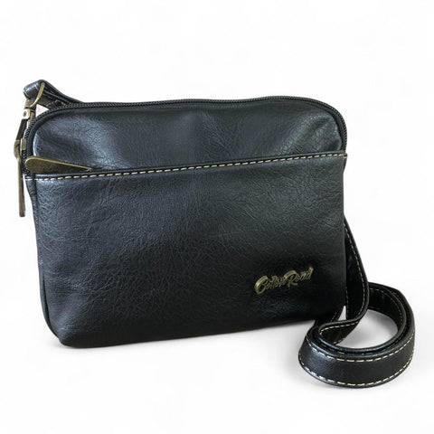 BLACK PU Leather Cotton Road Mini Sling Bag