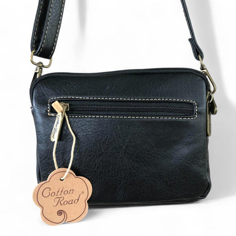 BLACK PU Leather Cotton Road Mini Sling Bag