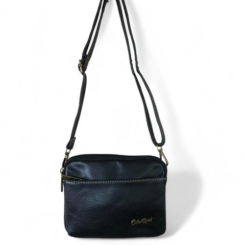 BLACK PU Leather Cotton Road Mini Sling Bag