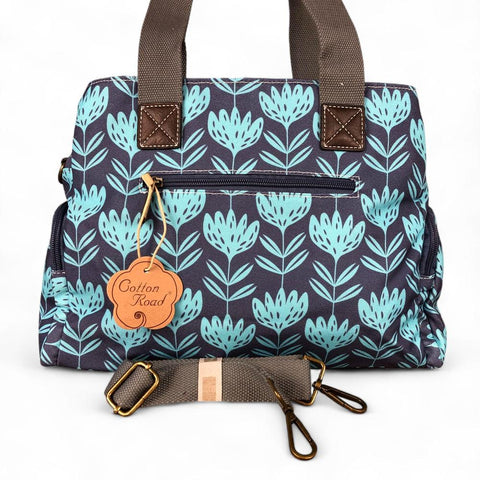 BLUE Cotton Road Canvas Handbag with PROTEA Print
