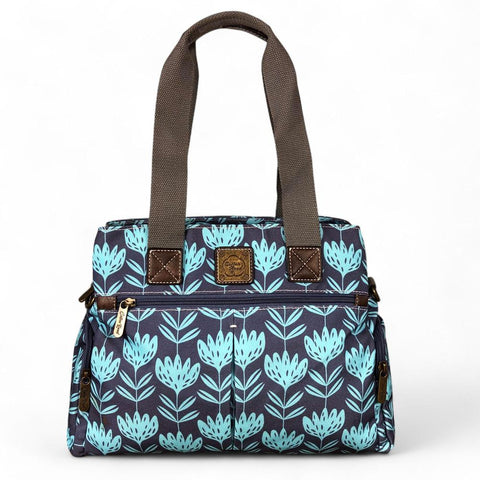 BLUE Cotton Road Canvas Handbag with PROTEA Print