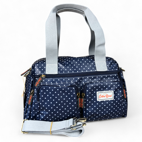 BLUE Cotton Road PVC Handbag with small DOTS