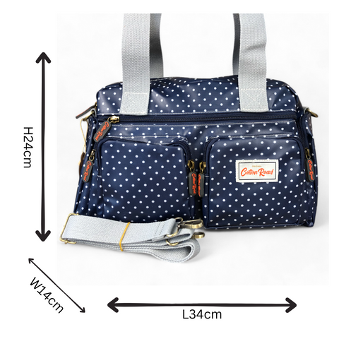BLUE Cotton Road PVC Handbag with small DOTS