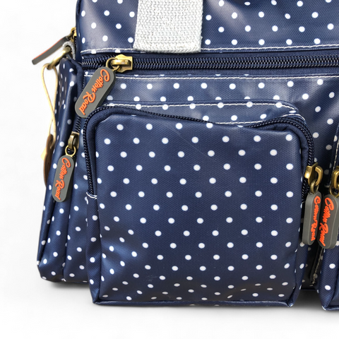 BLUE Cotton Road PVC Handbag with small DOTS