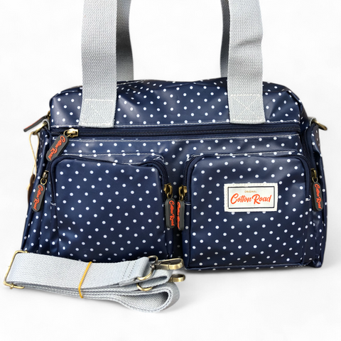 BLUE Cotton Road PVC Handbag with small DOTS