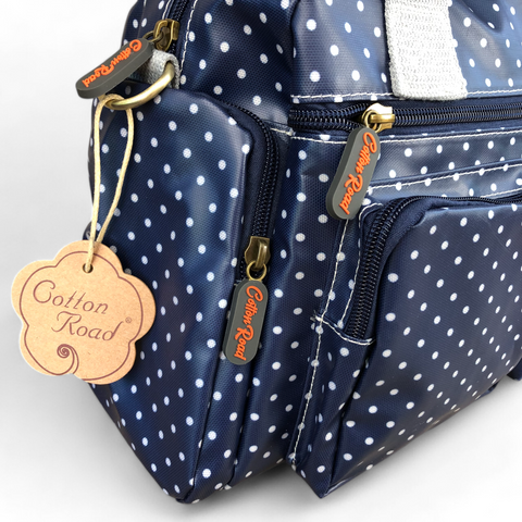 BLUE Cotton Road PVC Handbag with small DOTS