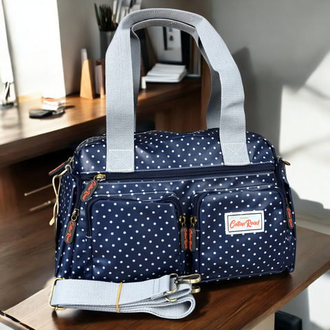 BLUE Cotton Road PVC Handbag with small DOTS