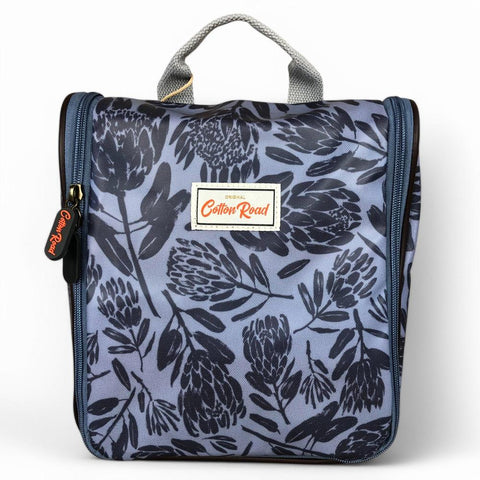 BLUE Cotton Road PVC Hanging Vanity Bag with PROTEAS
