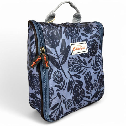 BLUE Cotton Road PVC Hanging Vanity Bag with PROTEAS