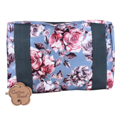 BLUE FLORAL PVC Foldaway WEEKENDER Cotton Road Travel Bag