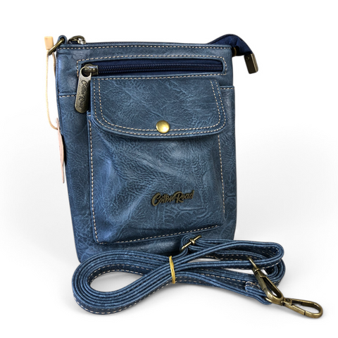 BLUE PU Leather Cotton Road Mini Sling Bag