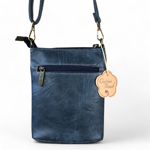 BLUE PU Leather Cotton Road Mini Sling Bag