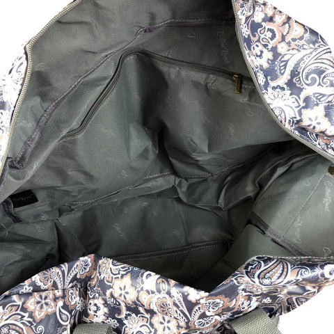 BLUE PVC Foldaway WEEKENDER Cotton Road Travel Bag with PAISLEY Print