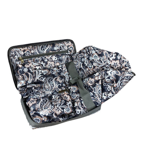 BLUE PVC Foldaway WEEKENDER Cotton Road Travel Bag with PAISLEY Print