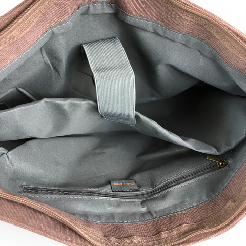 BROWN BRANDED Cotton Road Canvas 15,6" Laptop Bag with BROWN PU Leather TRIM