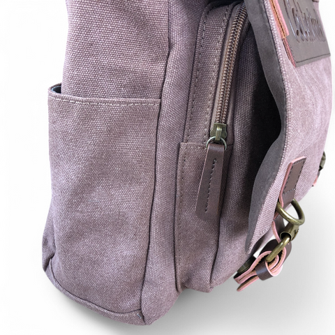BROWN BRANDED Cotton Road Canvas 15,6" Laptop Bag with BROWN PU Leather TRIM