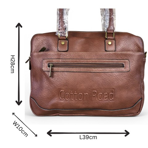 BROWN BRANDED Cotton Road PU Leather Laptop Bag