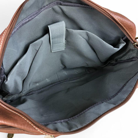 BROWN BRANDED Cotton Road PU Leather Laptop Bag