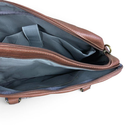 BROWN BRANDED Cotton Road PU Leather Laptop Bag