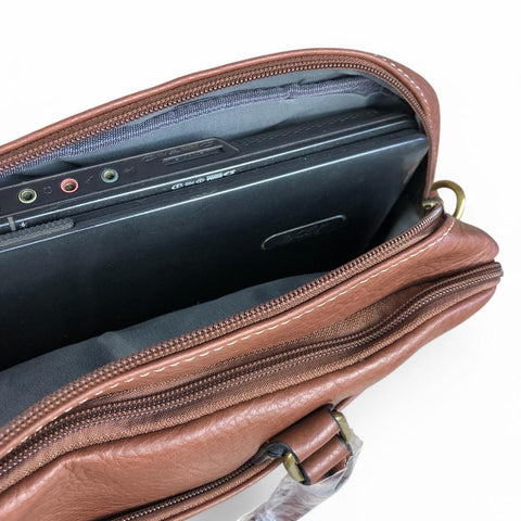 BROWN BRANDED Cotton Road PU Leather Laptop Bag