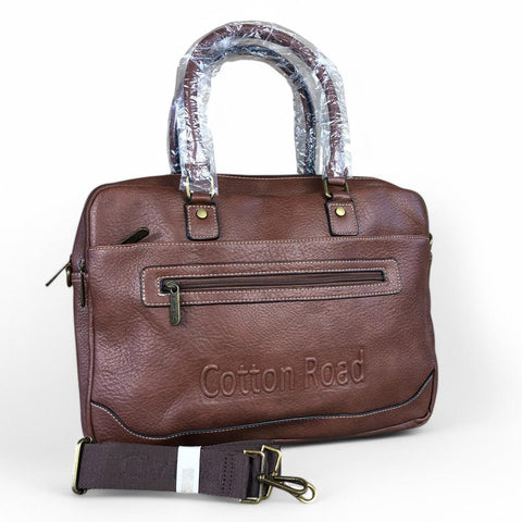BROWN BRANDED Cotton Road PU Leather Laptop Bag