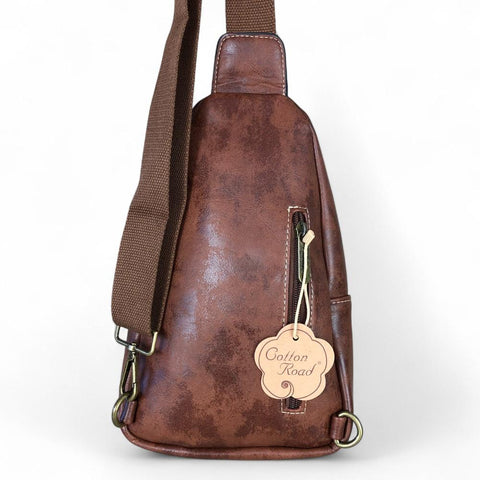 BROWN Cotton Road PU Leather Cross Body Bag / Mini Backpack