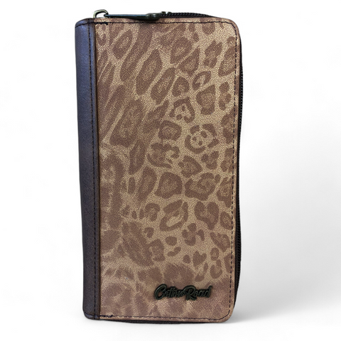 BROWN Cotton Road PU Leather Handbag with Leopard Print Panel and Matching Wallet COMBO (Copy)