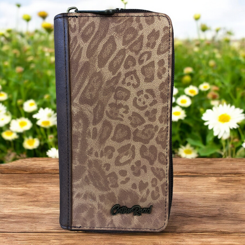 BROWN Cotton Road PU Leather Handbag with Leopard Print Panel and Matching Wallet COMBO (Copy)