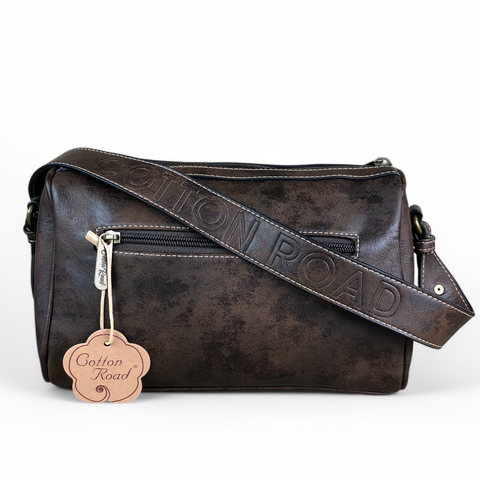 BROWN Cotton Road PU Leather Sling Bag with BRANDED Strap