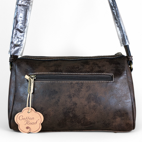 BROWN Cotton Road PU Leather Sling Bag with BRANDED Strap