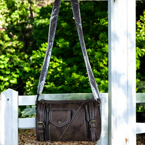 BROWN Cotton Road PU Leather Sling Bag with BRANDED Strap