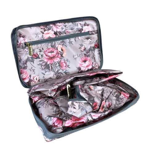 BROWN FLORAL PVC Foldaway WEEKENDER Cotton Road Travel Bag
