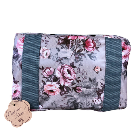 BROWN FLORAL PVC Foldaway WEEKENDER Cotton Road Travel Bag