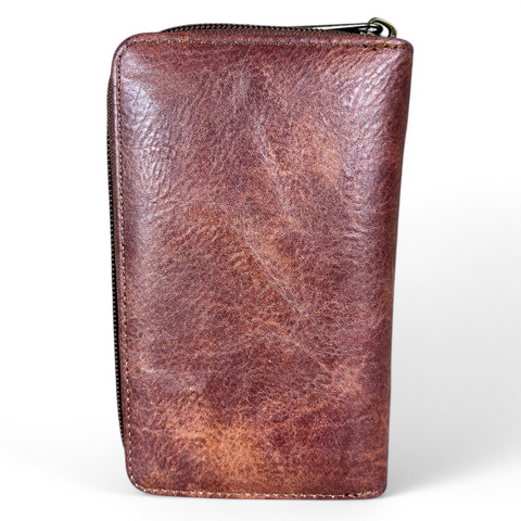 BROWN Medium Cotton Road PU Leather Wallet with PROTEA