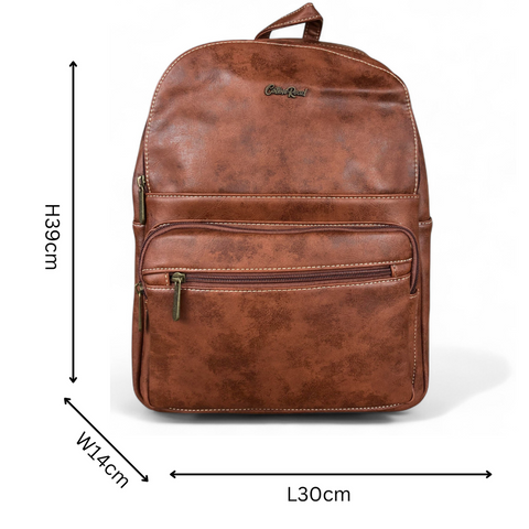 BROWN PU Leather Cotton Road Backpack