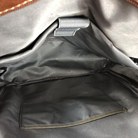 BROWN PU Leather Cotton Road Backpack