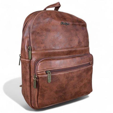 BROWN PU Leather Cotton Road Backpack
