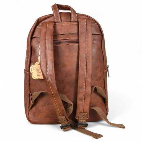 BROWN PU Leather Cotton Road Backpack