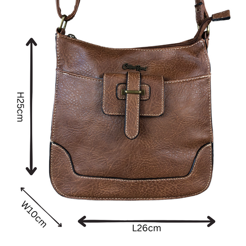 BROWN PU Leather Cotton Road Sling Bag