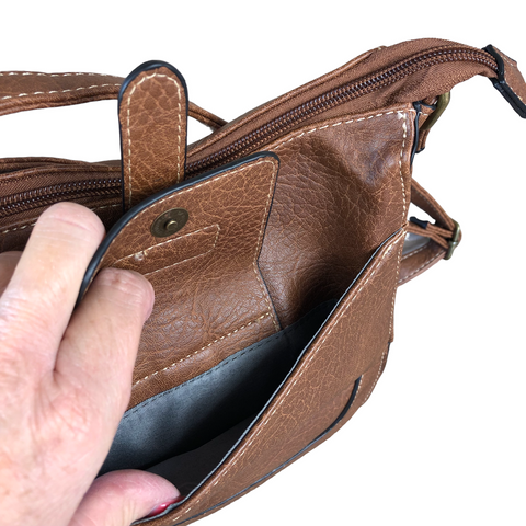 BROWN PU Leather Cotton Road Sling Bag