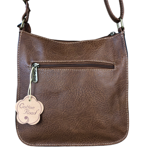 BROWN PU Leather Cotton Road Sling Bag