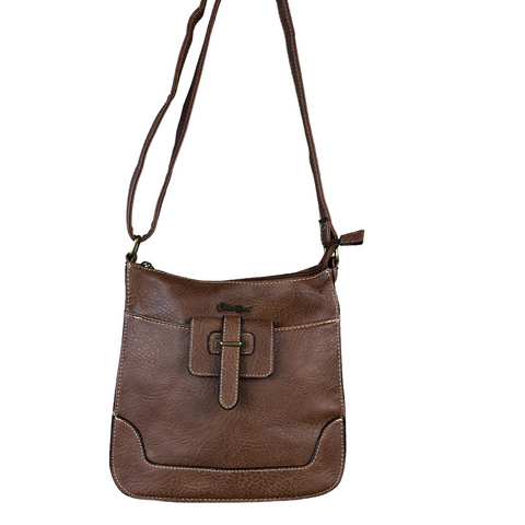 BROWN PU Leather Cotton Road Sling Bag