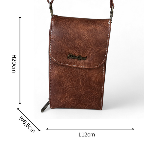 BROWN PU Leather Mini Cotton Road Sling Bag