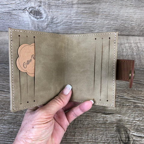 BROWN and KHAKI PU Leather Cotton Road Card Holder